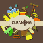 Houston office cleaning companies multi colored illustration of cleaning supplies