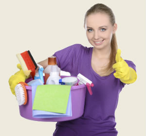 Janitor woman giving thumbs up on how to chose a Houston business cleaning service list