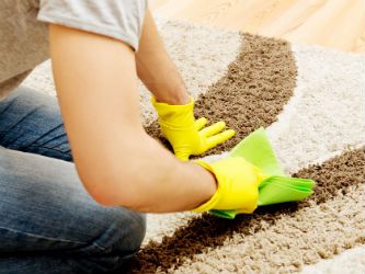 Commercial Carpet Stain Feature Janitorial worker cleaning commercial carpet stains