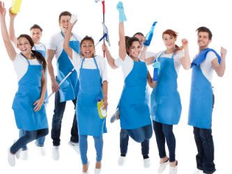 Janitorial Services Team Photo Janitorial services team jumping for joy